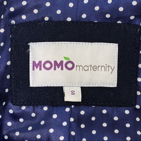 SOLD - MOMO MATERNITY Coat Small Wool Blend Navy Blue - Picture 7 of 16